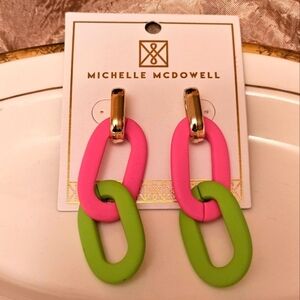 NEW Neon Pink and Green Erika Dangle Earrings E1P82